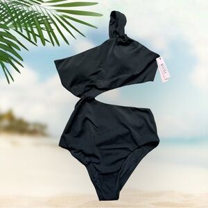 Victoria’s Secret Swim Black Twist Lined Monokini Size Small Removable Padding